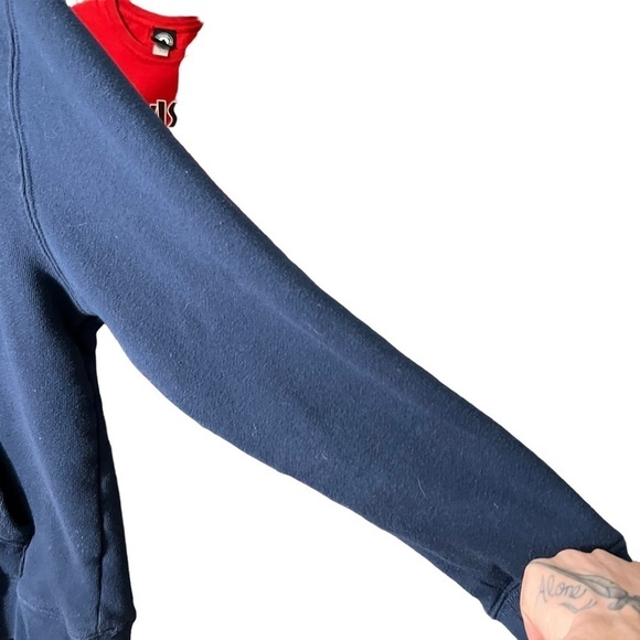 Navy Blue Embroidered Graphic Texas Long Sleeve Pullover Hoodie - Picture 2 of 7